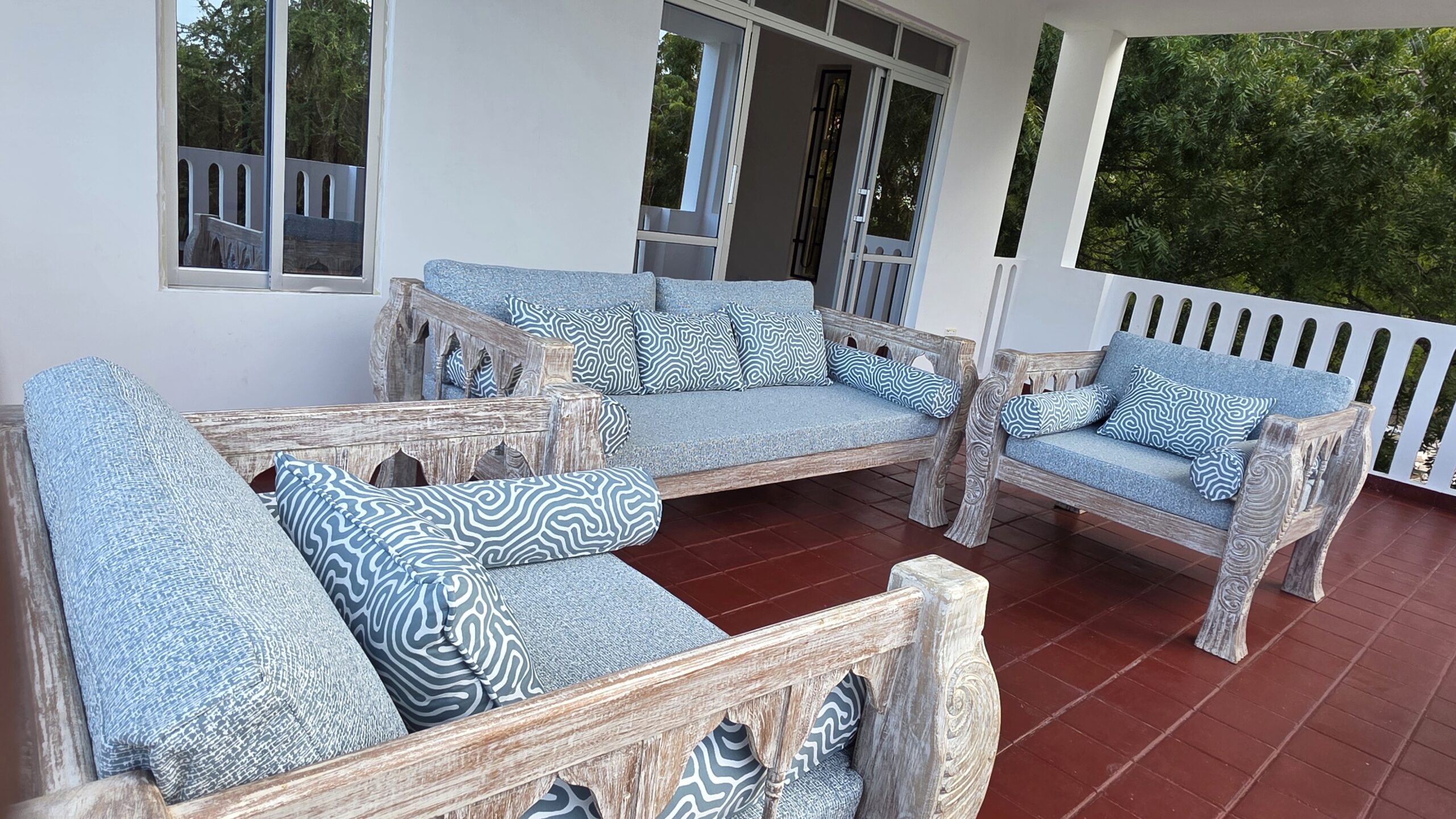 Private lounge area in the master bedroom at Salt Sun Retreat Villa in Diani Beach with cozy seating and tropical décor